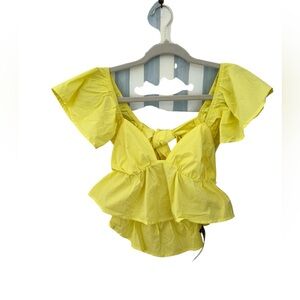 SHEIN X Yellow Ruffle Crop Top